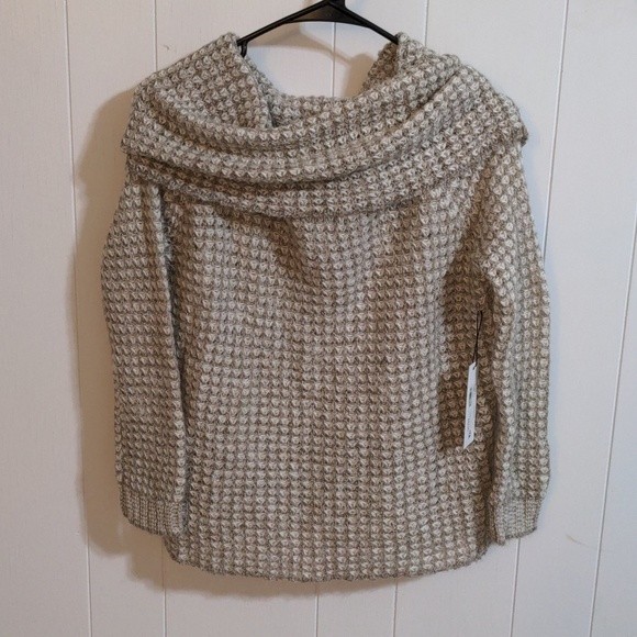 BB Dakota Tegan Beige Off-the-Shoulder Sweater - Picture 1 of 6